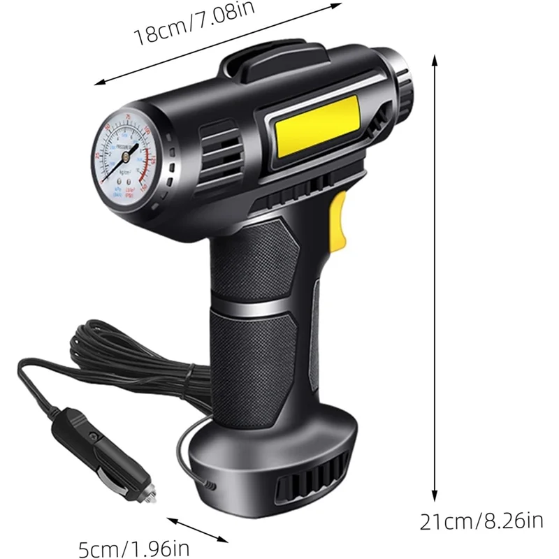A65p-gonfiador de pneus compressor de ar portátil bomba de pneu de carro com medidor de pressão 150psi bomba de ar portátil para carro bicicleta esporte bola