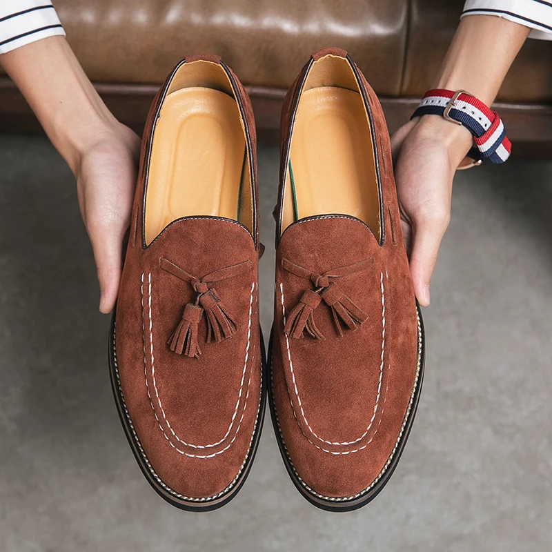 

Men Fashionable Tassel Shoes Matte Leather Comfortable Business and Office Formal Shoes Handmade Banquet Social Shoes Men Shoes