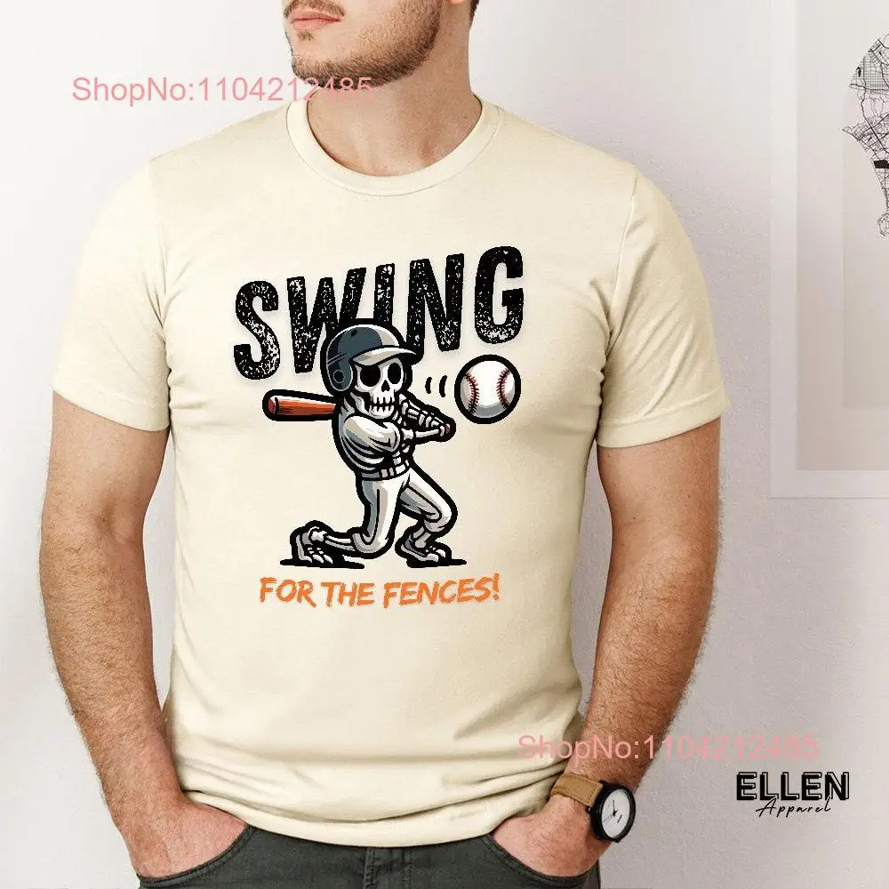 Baseball Skeleton Batter T Shirt Funny Sports Swing For The Fences Player long or short sleeves