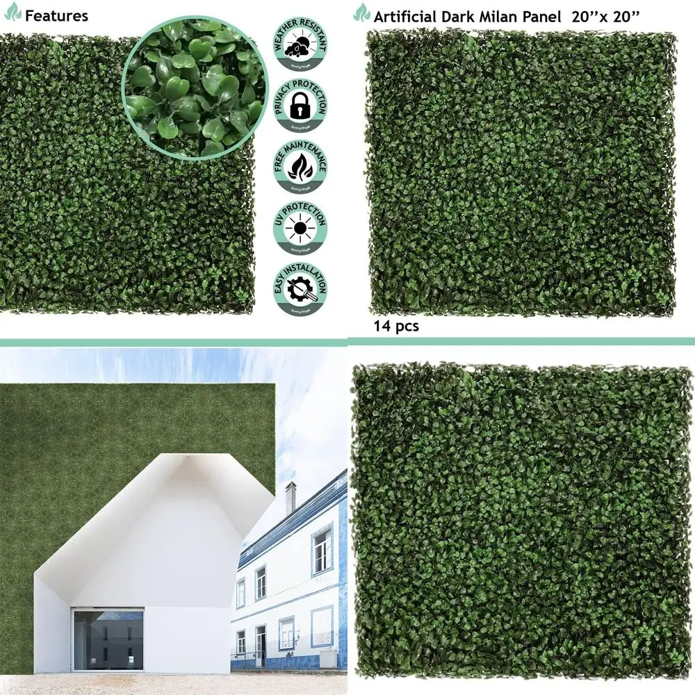 

Искусственные панели из самшита 20x20 см - Декор для зеленой стены, для создания живой изгороди, для использования в помещении или на улице