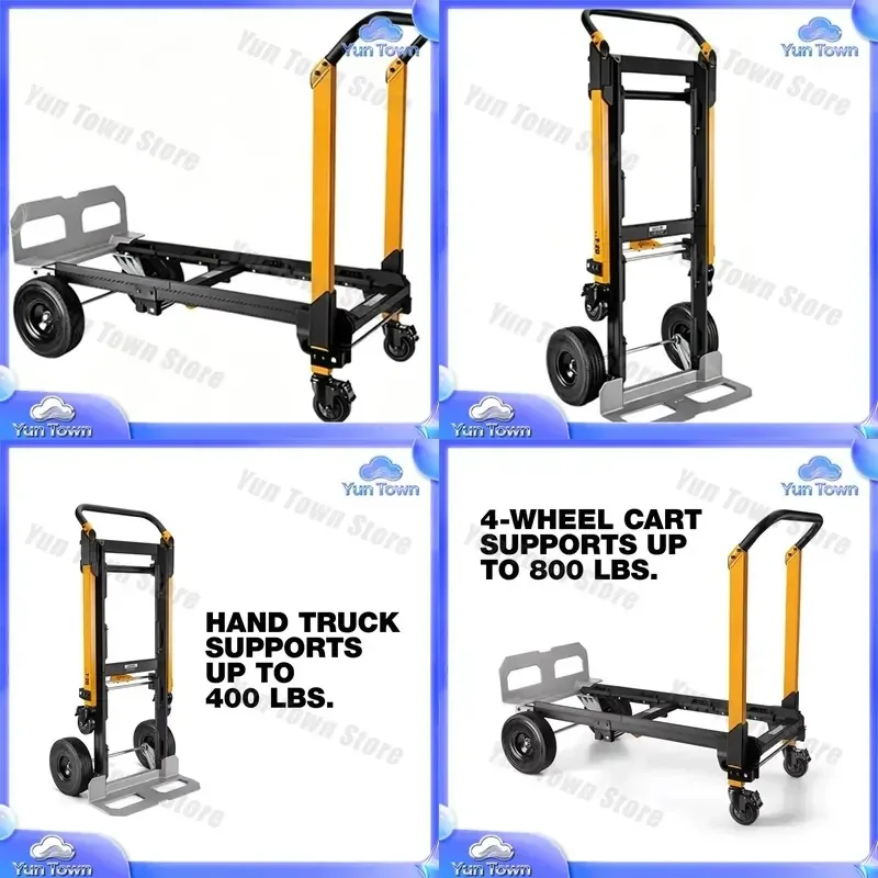 2-in-1 Stackable Hand Truck for TB-B1-T-20 Heavy Duty Multi Purpose Dolly with 2 Wheel or 4 Wheel Drive Selectable Moving