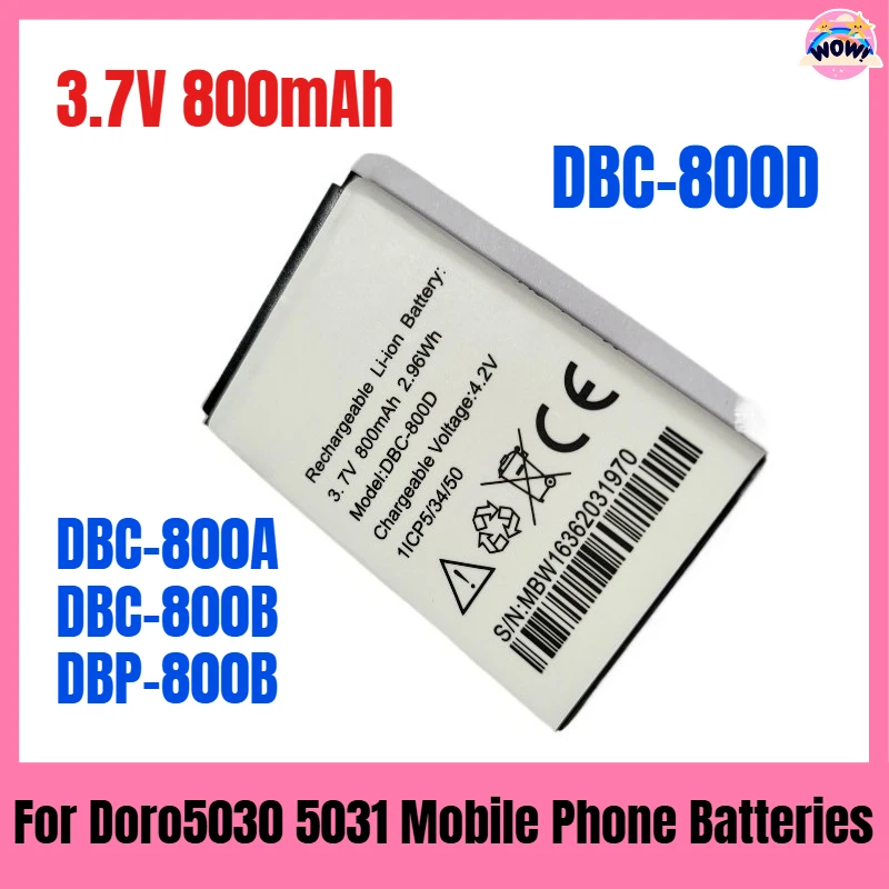 

3.7V 800mAh DBC-800D for Doro5030 5031 Mobile Phone Batteries DBC-800A/DBC-800B/DBP-800B