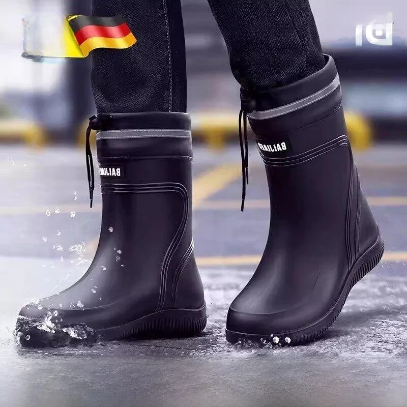 

Men's Rain Boots Thickened Anti-slip Adult Silicone Shoes Waterproof High And Long Tube Large Size Adult Gel Shoes Boots