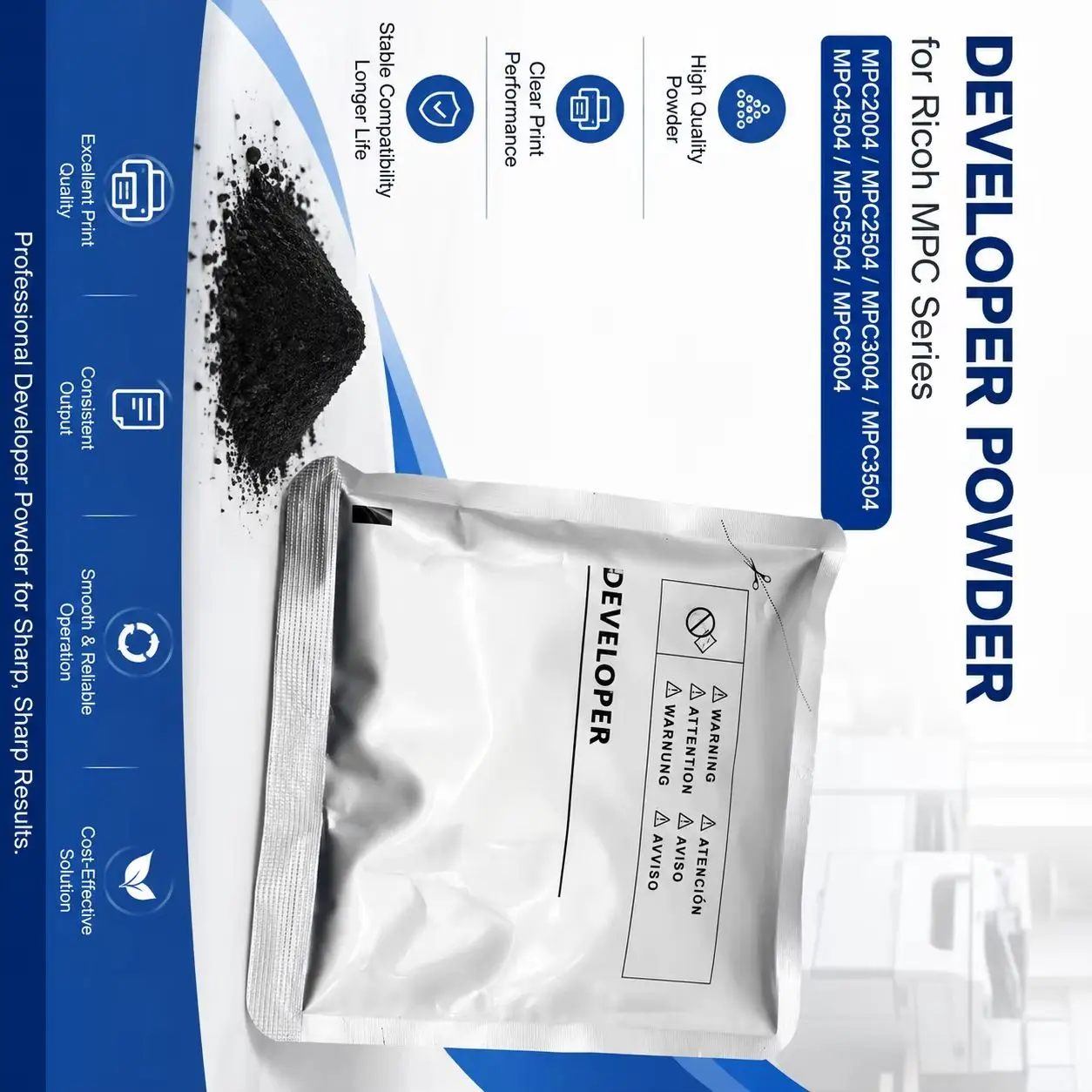 Developer Powder for Ricoh MPC2004 MPC2504 MPC3004 MPC5504 MPC4504 MPC6004 MPC3504 2504 3004 4504 5504 6004 2004 3504