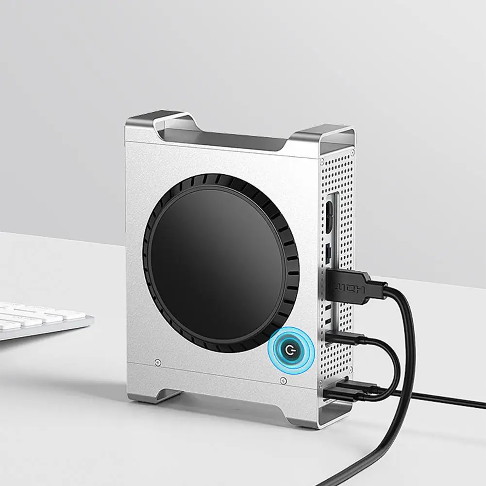 قاعدة توسيع لجهاز Mac Mini M4 حامل هيكل من الألومنيوم وحوض قفص كامل SD3.0/TF3.0 قارئ بطاقات مزدوجة 4 منافذ USB-A بسرعة 10 جيجابت في الثانية