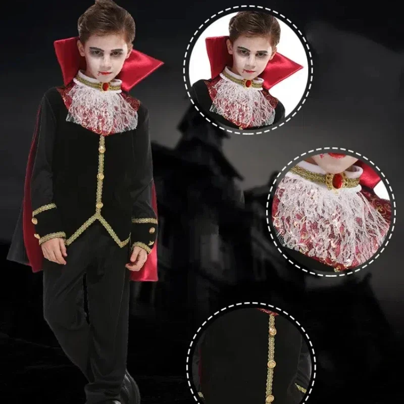 Halloween Children's Sets New Boys Long-Sleeve Suit Kids Fashion Performance Costume Teen Capes Party Clothes Outfits