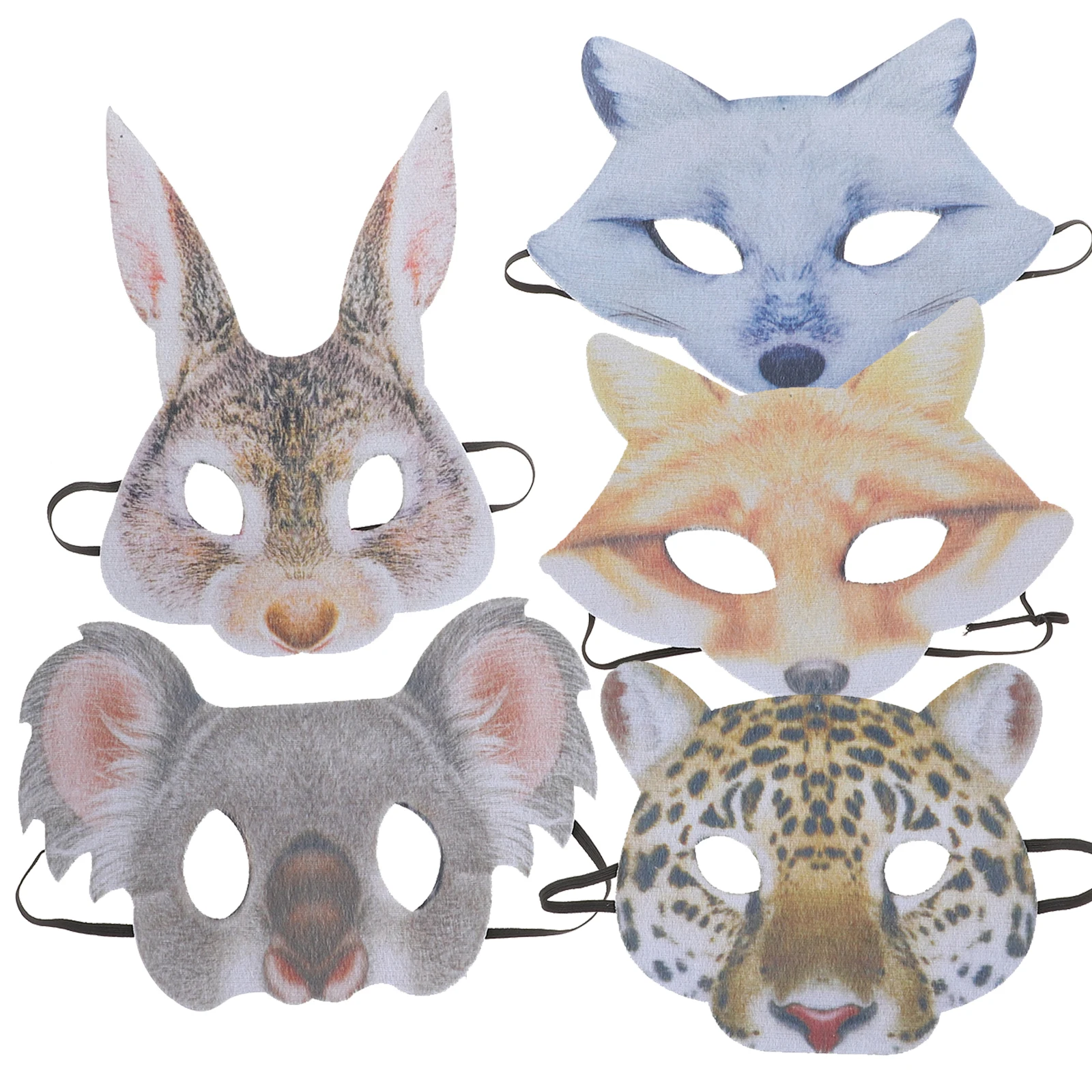 5 Pcs Furry Animal Facial Decoration Masquerade Mask Cosplay Masks for Ball