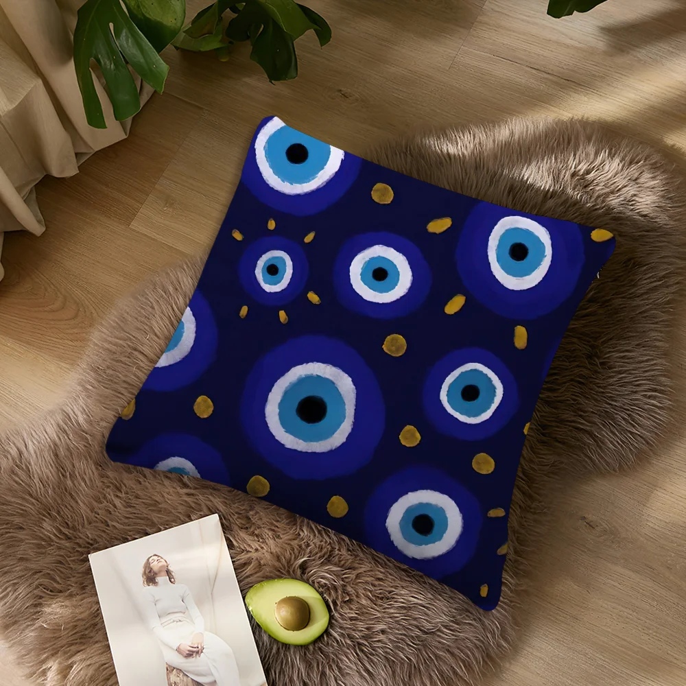 Lucky Evil Eye Symbol Art Pillow Case Sofa Living Room Bedroom Headboard Backrest Cushion Square Cushion Nap Time