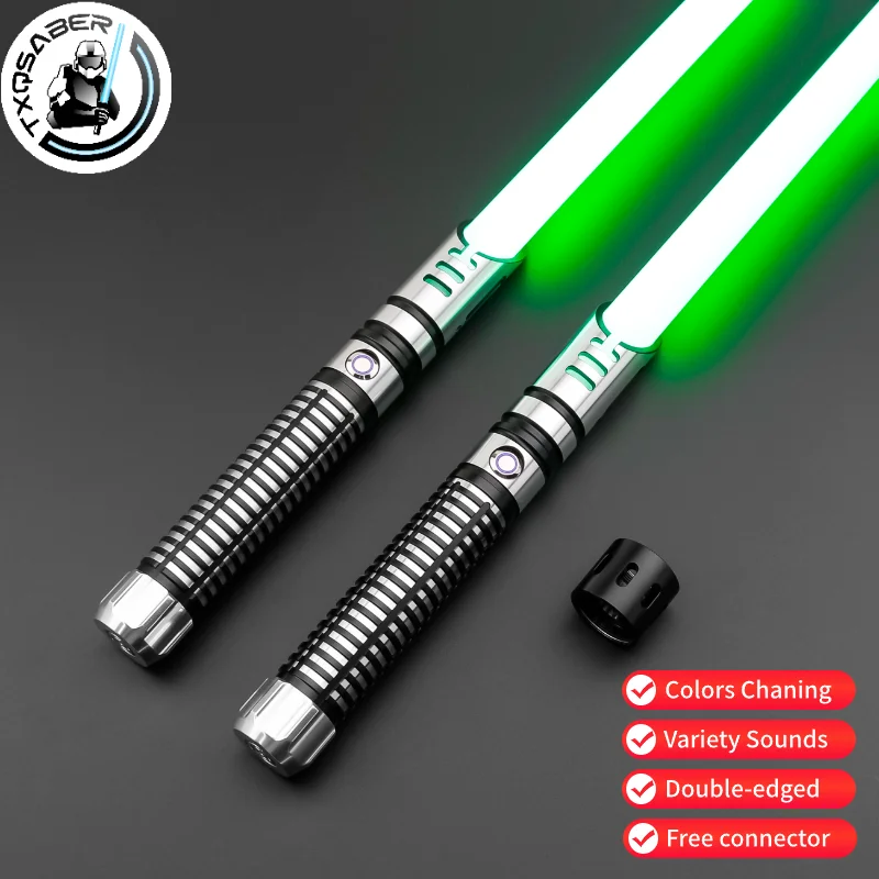 TXQSABER Double-edged Lightsaber Smooth Swing Colors Changing Bluetooth Gesture Control Force Blaster Jedi Laser Sword Kids Toys