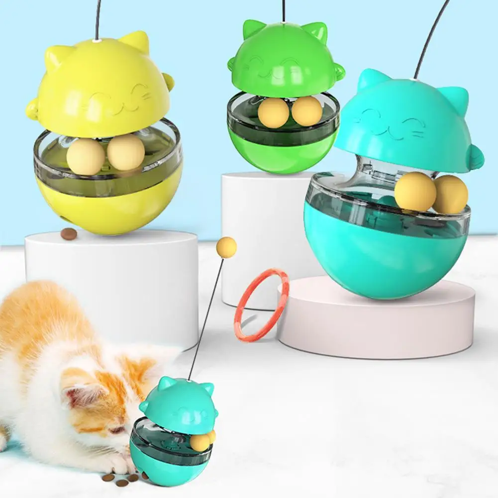 Pet Interactive Cat Tumbler Toy Treat Food Dispenser Toys with Rolling Balls Funny Cats Slow Feeder IQ Training Ball for Kitten