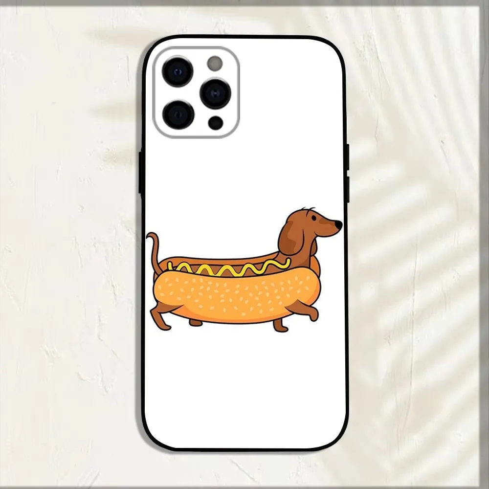 Funny Dachshund Dog Pet Phone Case For iPhone 15,14,13,12,11,Pro,X,XS,Max,XR,Plus,Mini Soft Black Cover