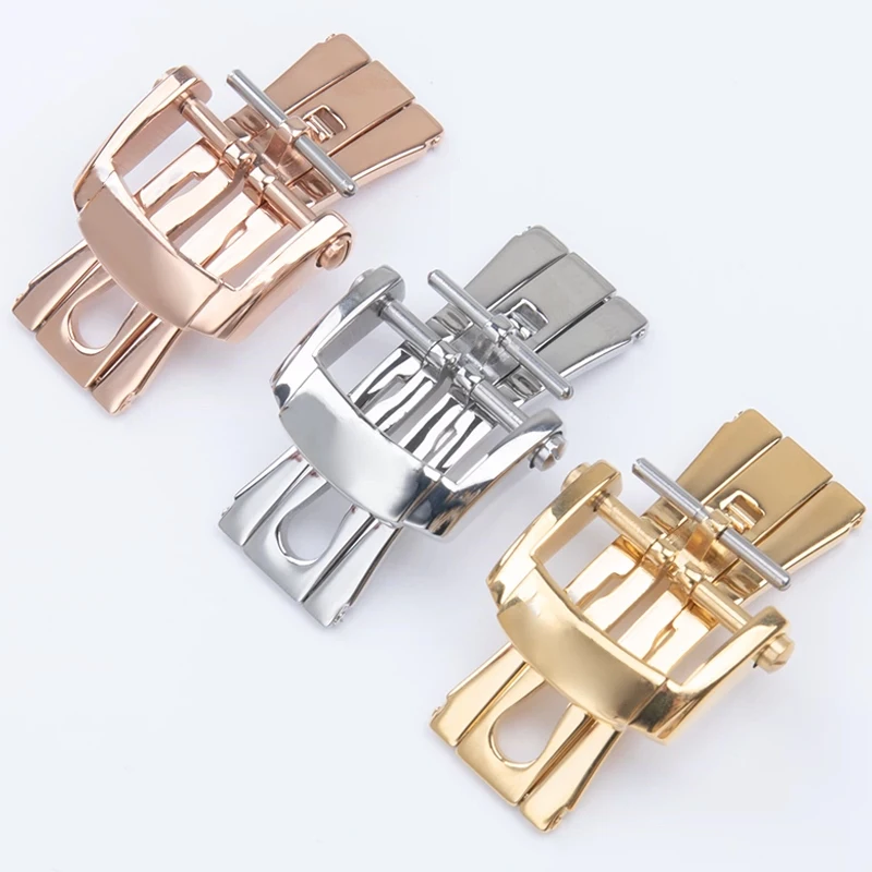 18mm Solid Folding Clasp for Patek Philippe Nautilus 5711 5712 5726 Rubber Leather Strap Stainless Steel Butterfly Watch Buckle