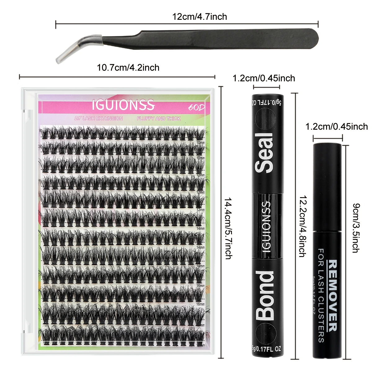 Kit d'Extensions de Cils à Monter Soi-Même, Ensemble de Colle Commentée avec Pince à Épiler pour Enlever la Colle, Maquillage 60D