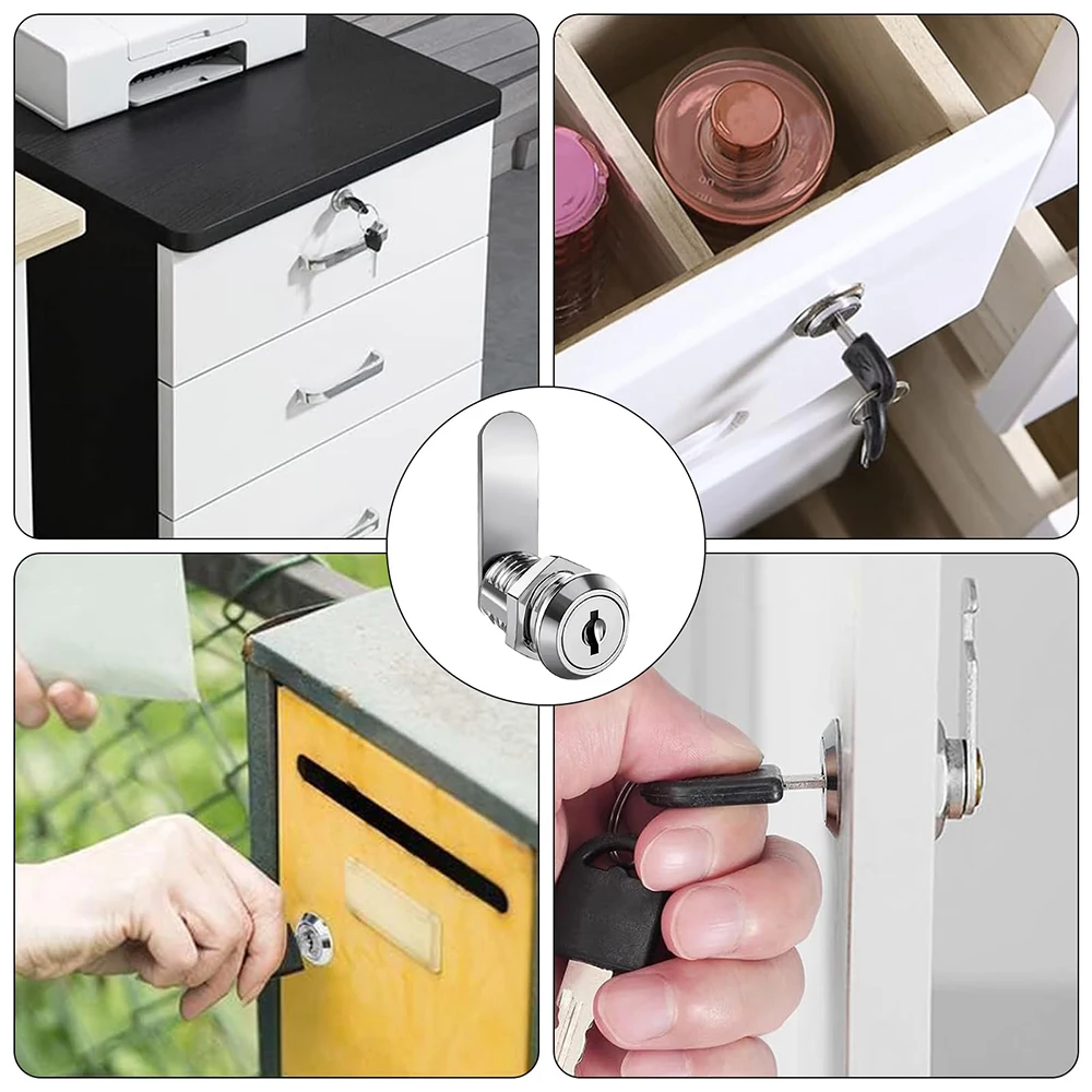 16/20/25/30mm Cam Lock Set Door Cabinet Mailbox Drawer Cupboard Locker Etc,It Comes with 2 Keys and 4 Different Lock Plates