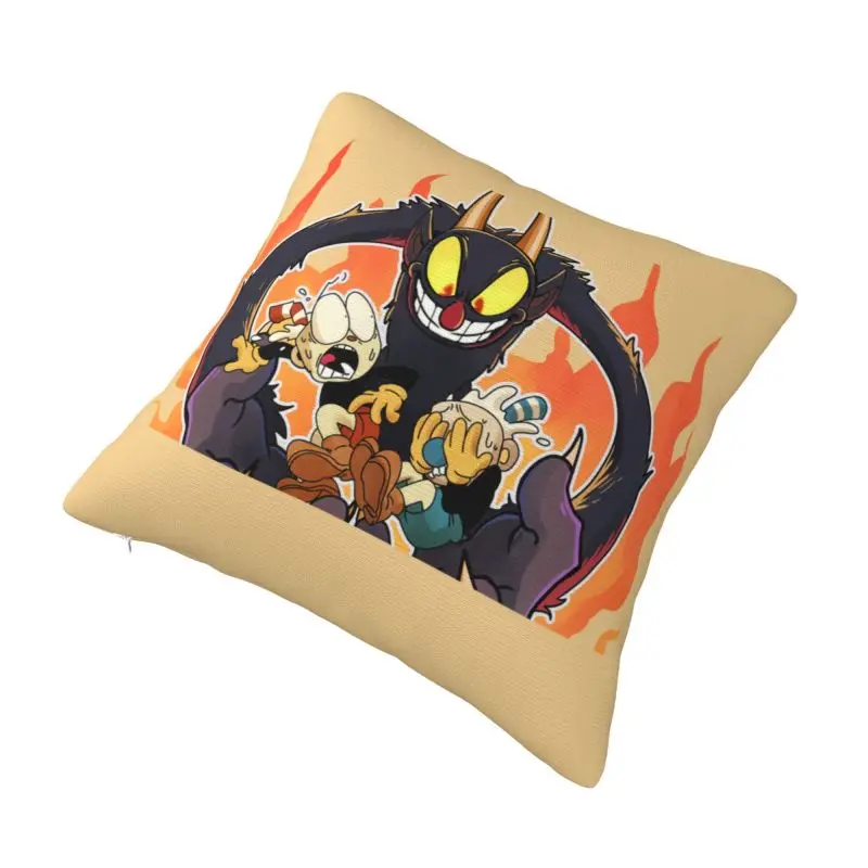 Custom Nordic Style Cuphead Mugman Cushion Cover 45x45cm Velvet Devil Video Game Throw Pillow for Sofa Car Square Pillowcase