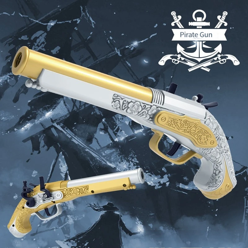 Pirate Guns Toy Soft Bullet Manual Toy Pistol Dart Blaster Launcher Foam Shooting Model Costume Party Props Birthday Gifts