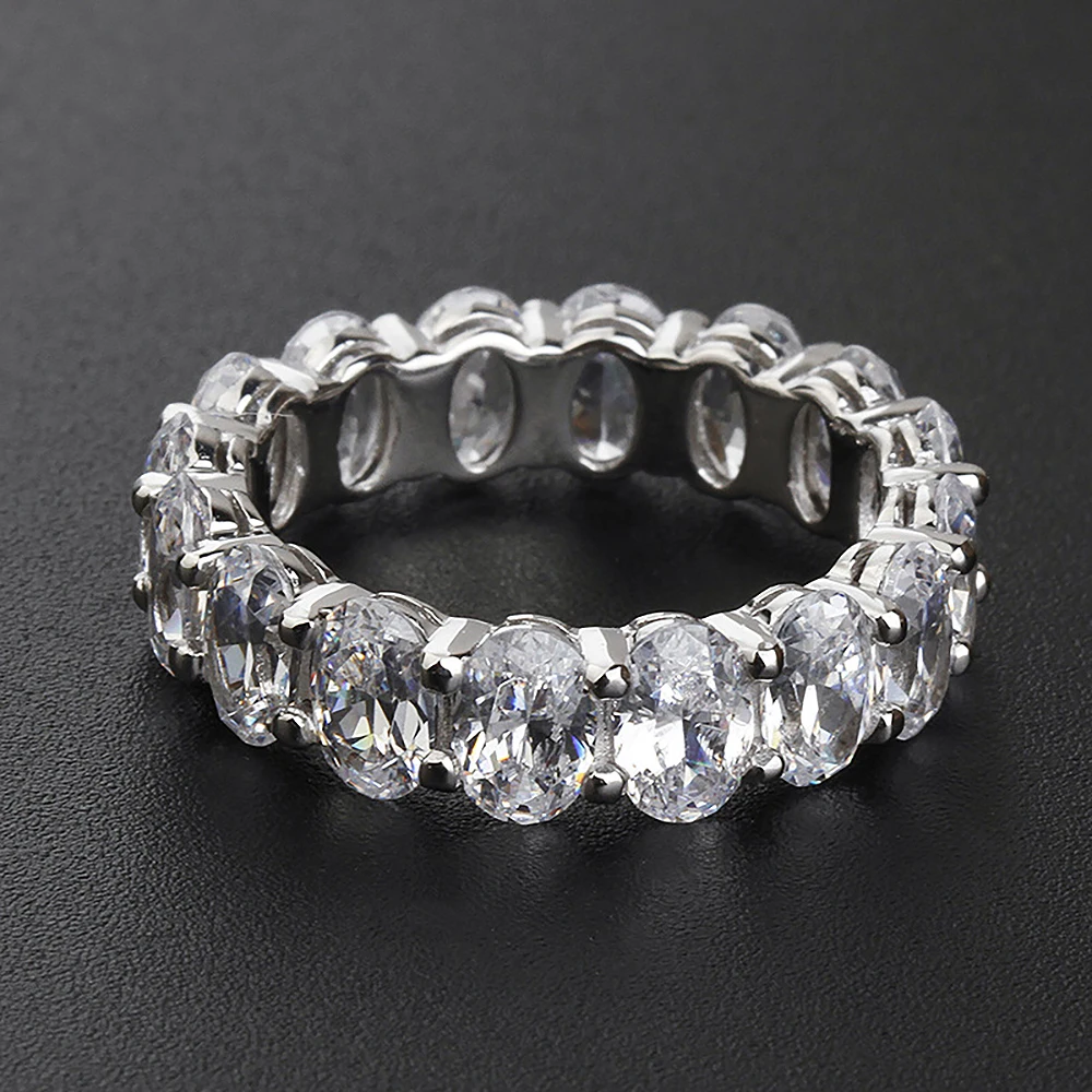 Imagem -02 - Moissanite Eternity Band para Homens e Mulheres Anéis de Noivado com Certificado Prata Esterlina 925 Anel de Casamento Corte Oval Diamante 3x5 mm