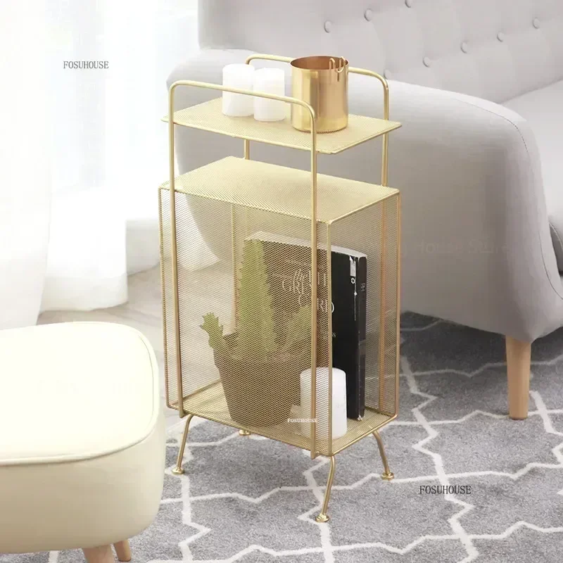 Metal   Storage Rack Bedside Magazine Book Shelf Floor Stand Bookcase Pink Luxury Storage Shelves Steel Wire