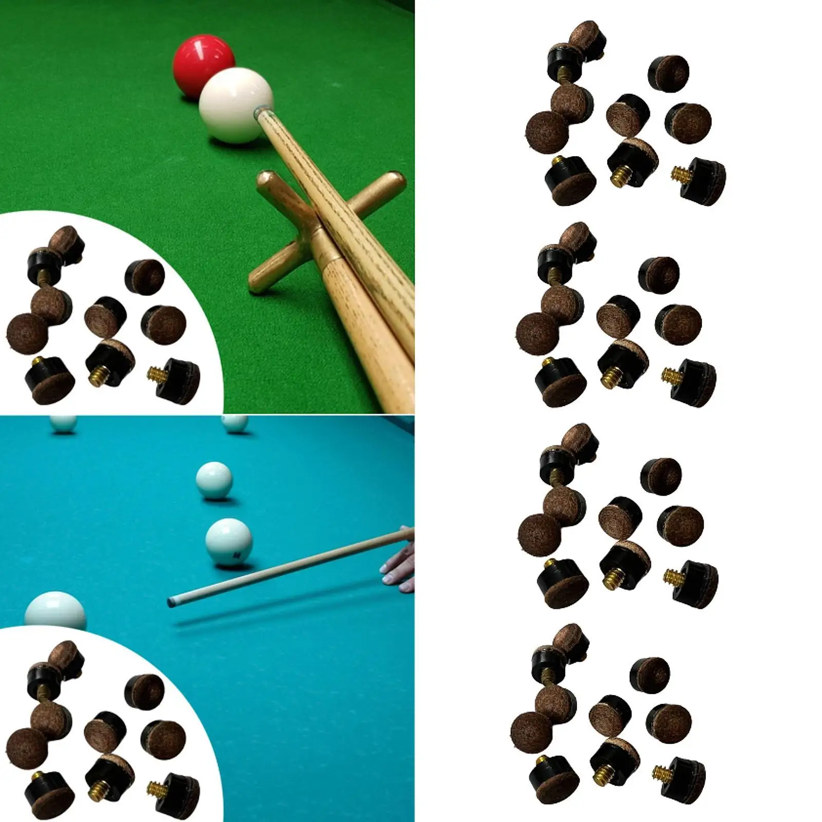 10x Biljartkeus Tips Biljart Spel Repareren Benodigdheden Biljart Accessoires Draagbare Pool Stick Tips voor Poolkeus en Snooker