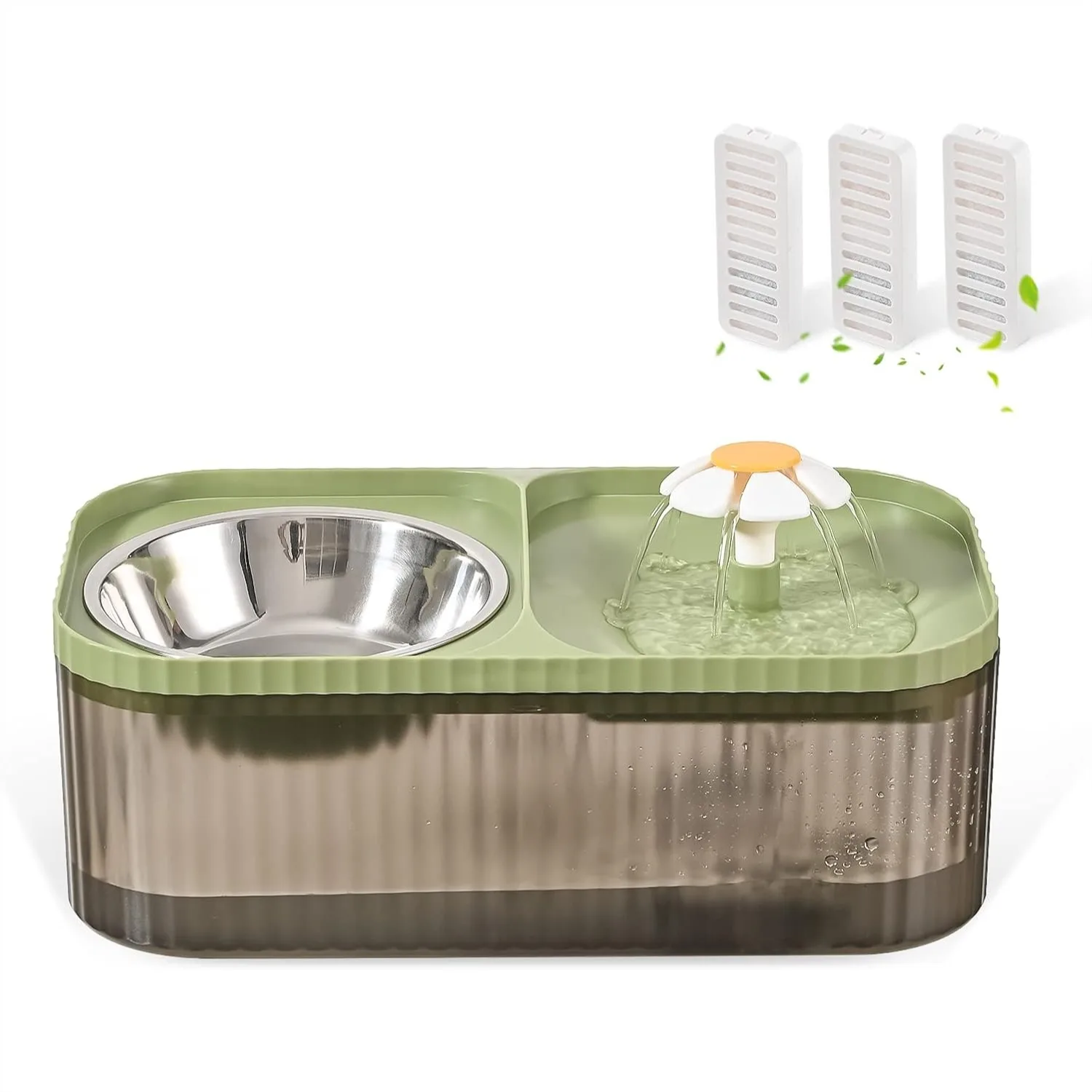 

Фонтан-поилка для кошек с миской для корма, ультратихий диспенсер для животных объемом 3 л, умный насос и фильтры для свежей воды