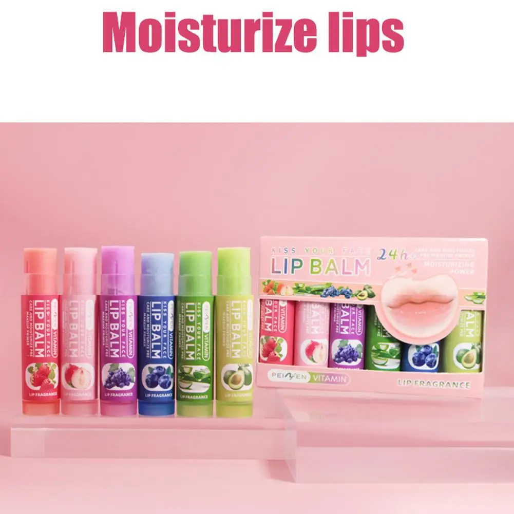 DNM Multi Fruit Smaken Hydraterende Hydraterende Basis Lippenbalsem Set Make-Up Lipverzorging Dagelijkse Verzorging Balsem voor Vrouwen en Mannen 6 Stuks Set