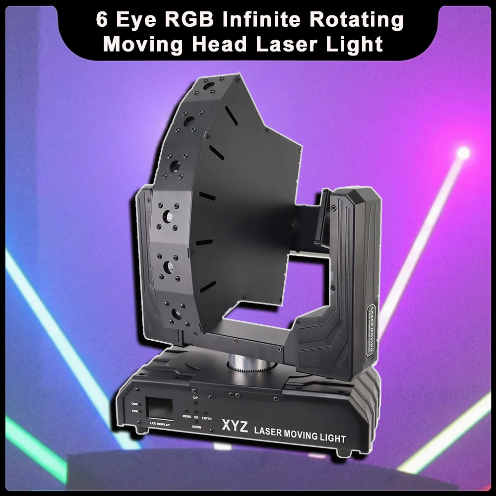 rgb beam laser moving head light eixo xyz rotacao infinita dmx dj disco palco de festa swing effect laser projector novo olhos 01