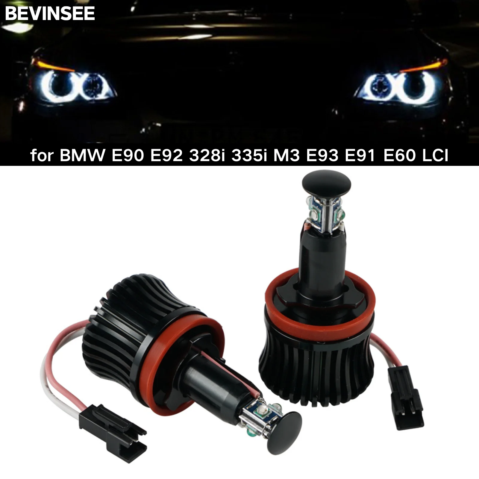 

2 шт. светодиодные лампы Angel Eyes для BMW E90 E92 328i 335i M3 E93 E91 E60 LCI, H8 Halo габаритные огни 40 Вт 6000 К Белый 12 В