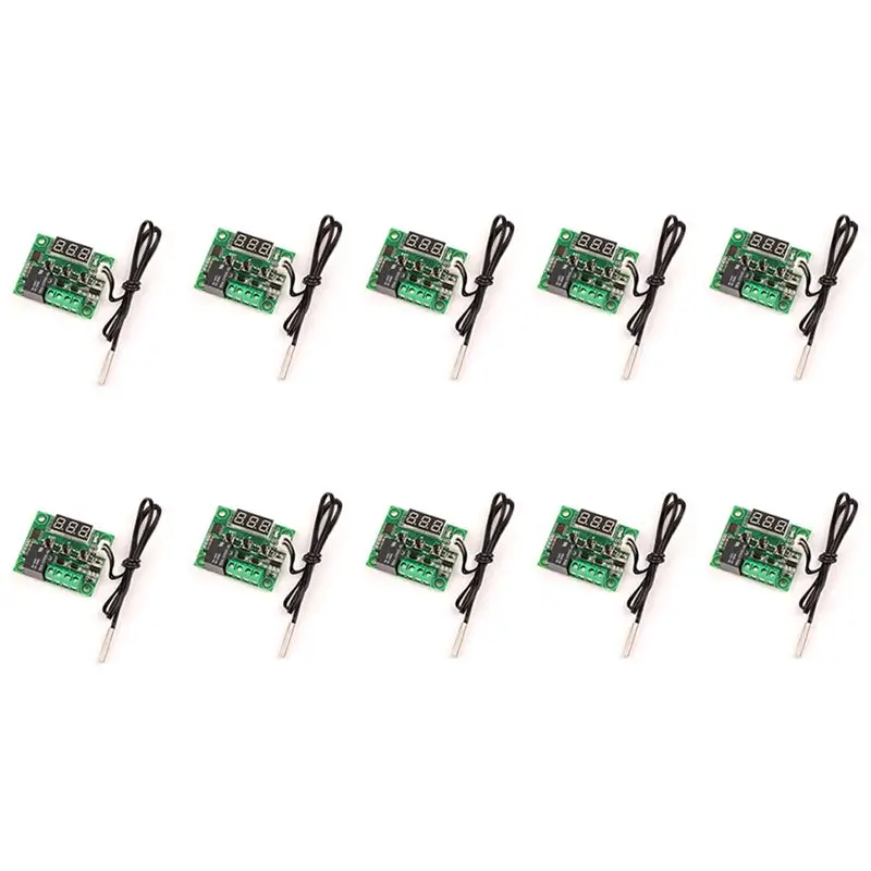 B50C 10 PCS W1209 DC 12V Red Heat Cool Temp Thermostat Temperature Control Switch Temperature Controller