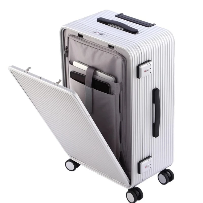 

All aluminum magnesium alloy front open suitcase Women's business trolley case Men's side cover Metal boarding 20 inches