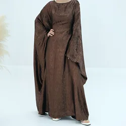 Abito musulmano da donna di moda modesto con cintura di cravatta vestito da festa abbigliamento islamico farfalla caftano Abaya eleganti abiti a pipistrello