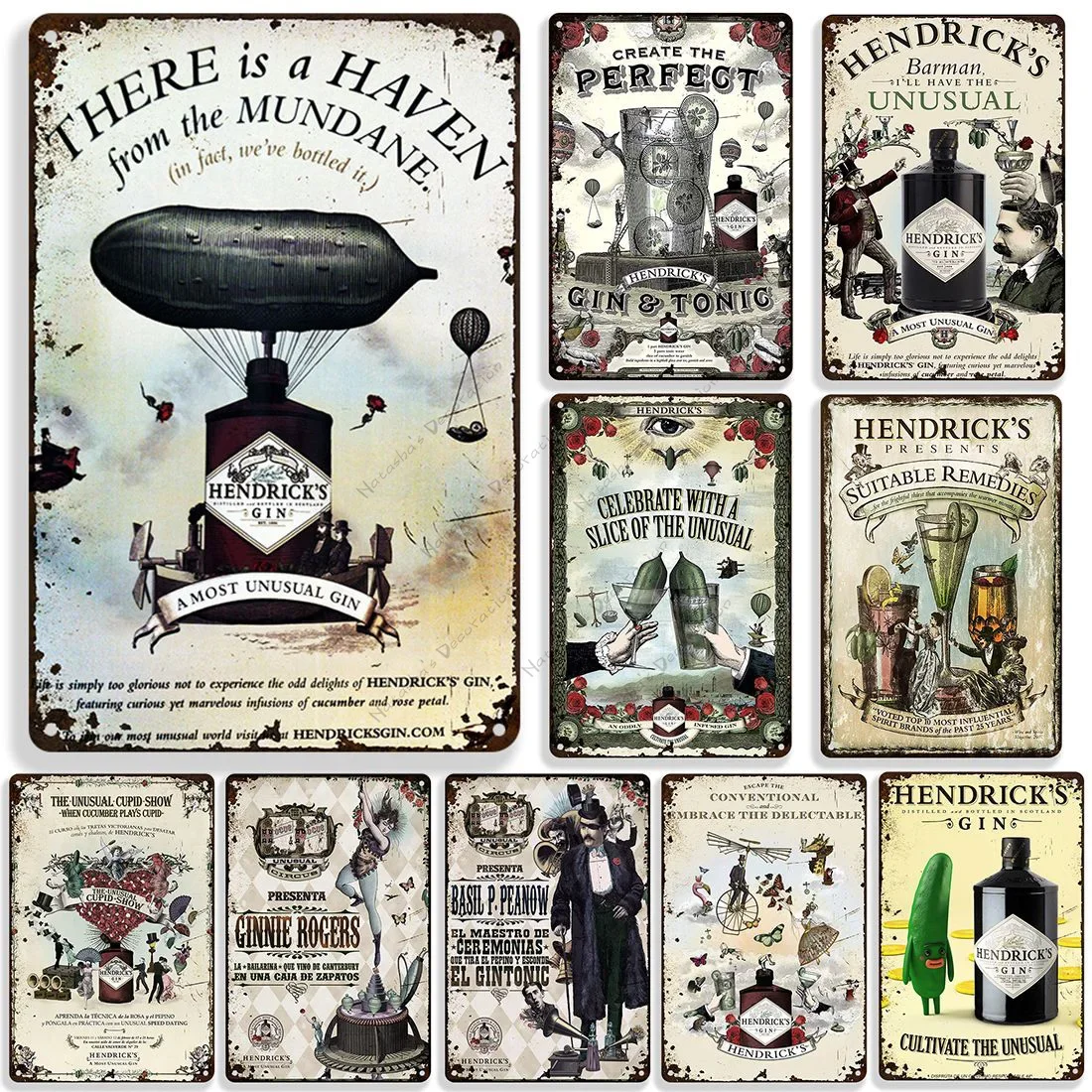 Hendrick's Gin Metal Tin Sign Vintage Metal Signs Retro Beer Metal Plate Home Man Cave Plaque Wall Decor  Poster