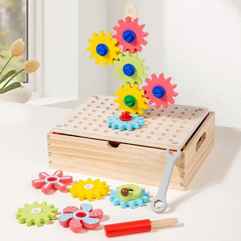 Pro Educational Wooden Gear Game -Color Recognition Puzzle For Kids-Early Learning Development