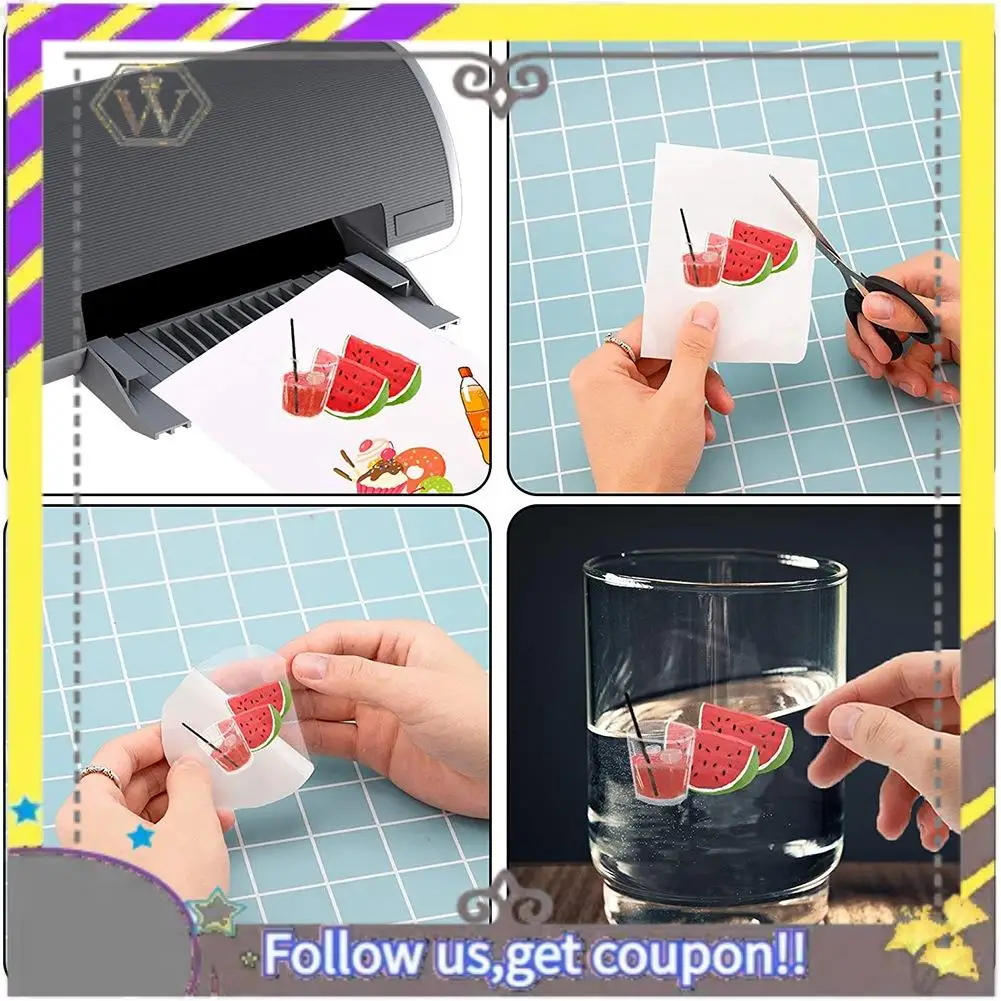 New 25 Sheets 8.3X11.6 Inch Inkjet Sticker Paper, Printable Transparency Film Quick Dry Paper Label For Inkjet Printers