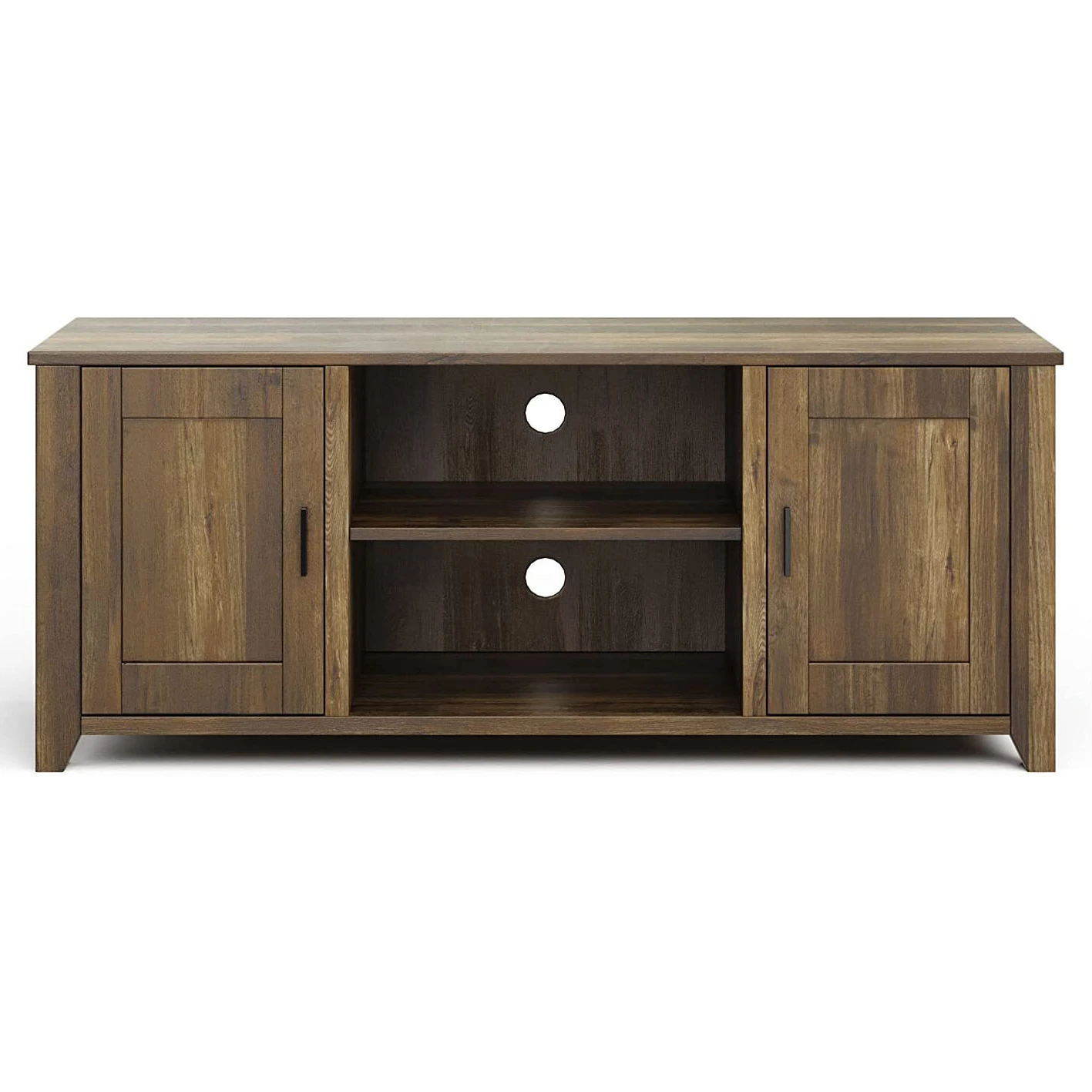 #￥65 Inch TV Stand Double Door with Two Storage Shelf and Cord Hole TV Unit for Living Room