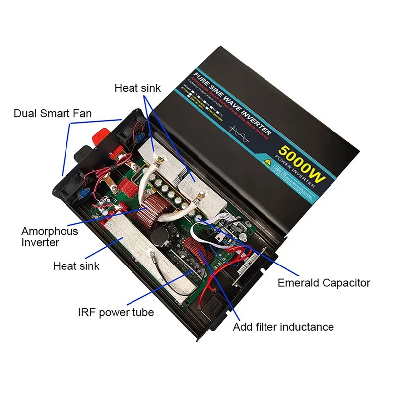 Pure Sine Wave DC 12V 24V 48V To AC 220V 4000W 5000W Solar Power Inverter Frequency Converter 50hz Car Inverters Transformer