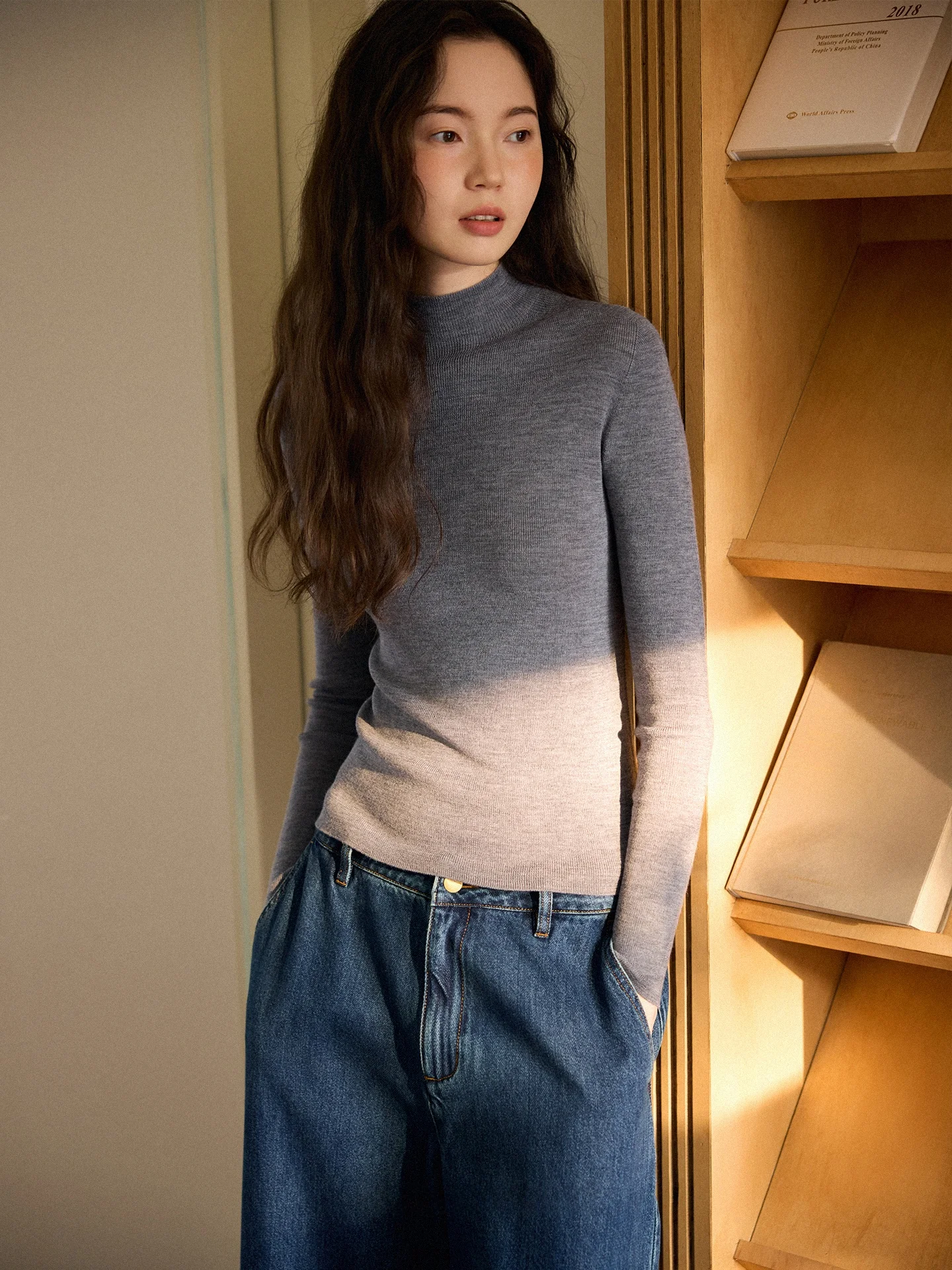 

Niai Yangzi aa 00% Merino Wool Skin-friendly Slim Fit f High Ne Knitted Base irt Warmth Emitting Color C...