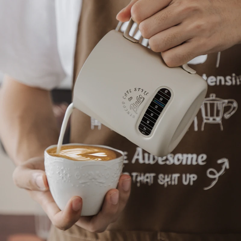 

Кувшин для вспенивания молока, кувшин для вспенивания молока с заостренным носиком из нержавеющей стали, отображение температуры