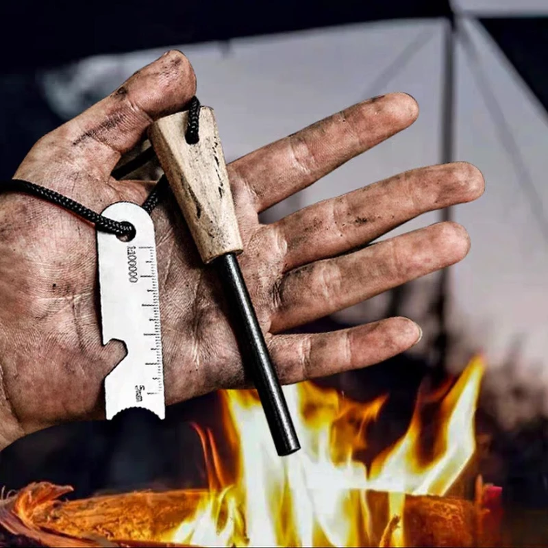Bear Grylls Survival Fire Starter Magnesium Flint Rod, Portable Emergency Firesteel Kit Lighters Smoking for Camping Hiking Tool