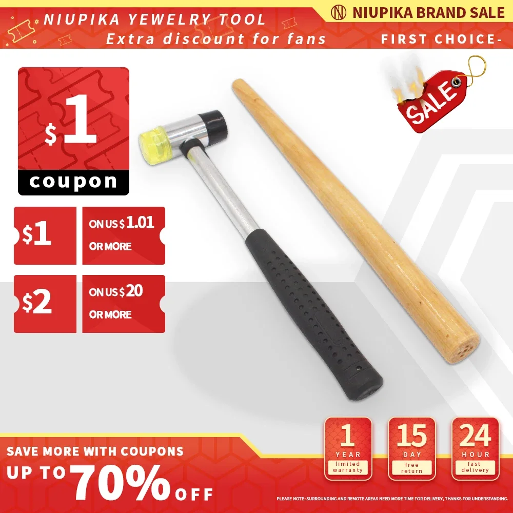 NIUPIKA Home Improvement Tool 25mm Dual Head Nylon Rubber Hammer Jewelers Metal Mallet