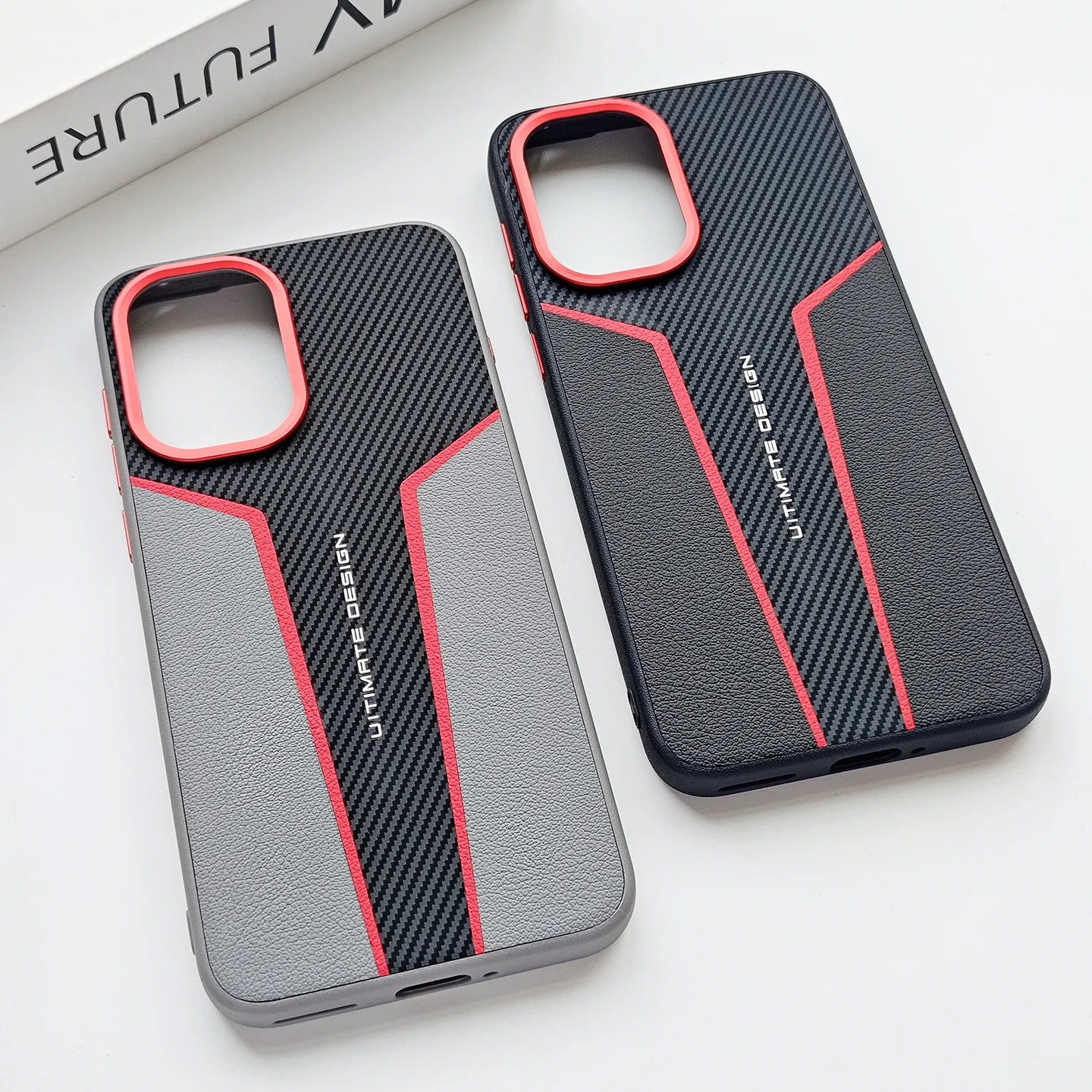 For OnePlus 15 15R ACE6 T Case Fashion PU Leather Metal camera Protect red edge Skin friendly Back Cover For OnePlus 15R Shell