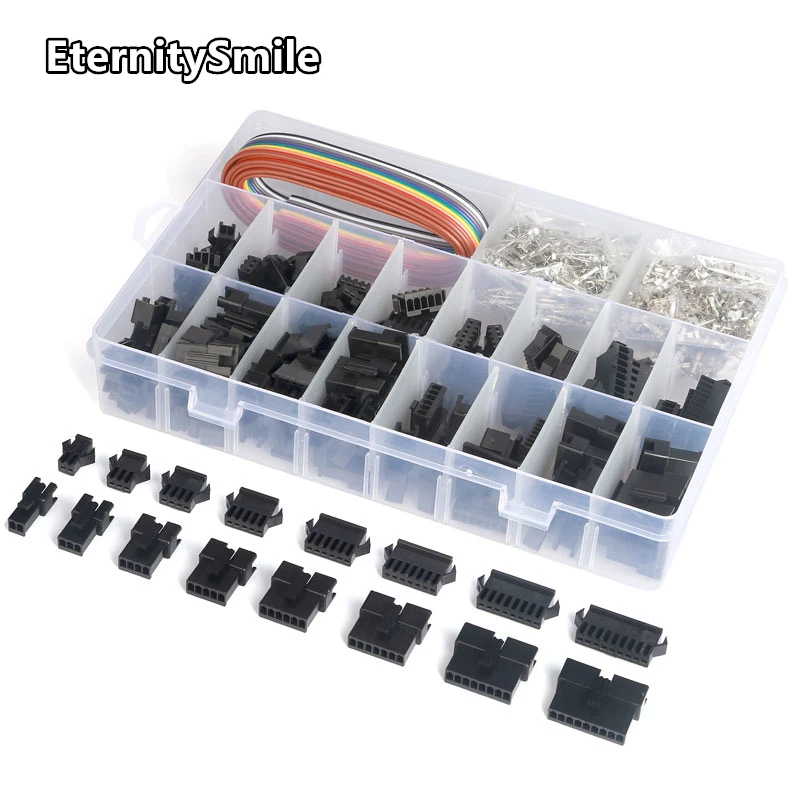 700pcs Dupont Connector SM2.54mm, Dupont Cable Jumper Wire Pin Header Housing Kit, Male Crimp Pins+Female Pin Terminal Connector