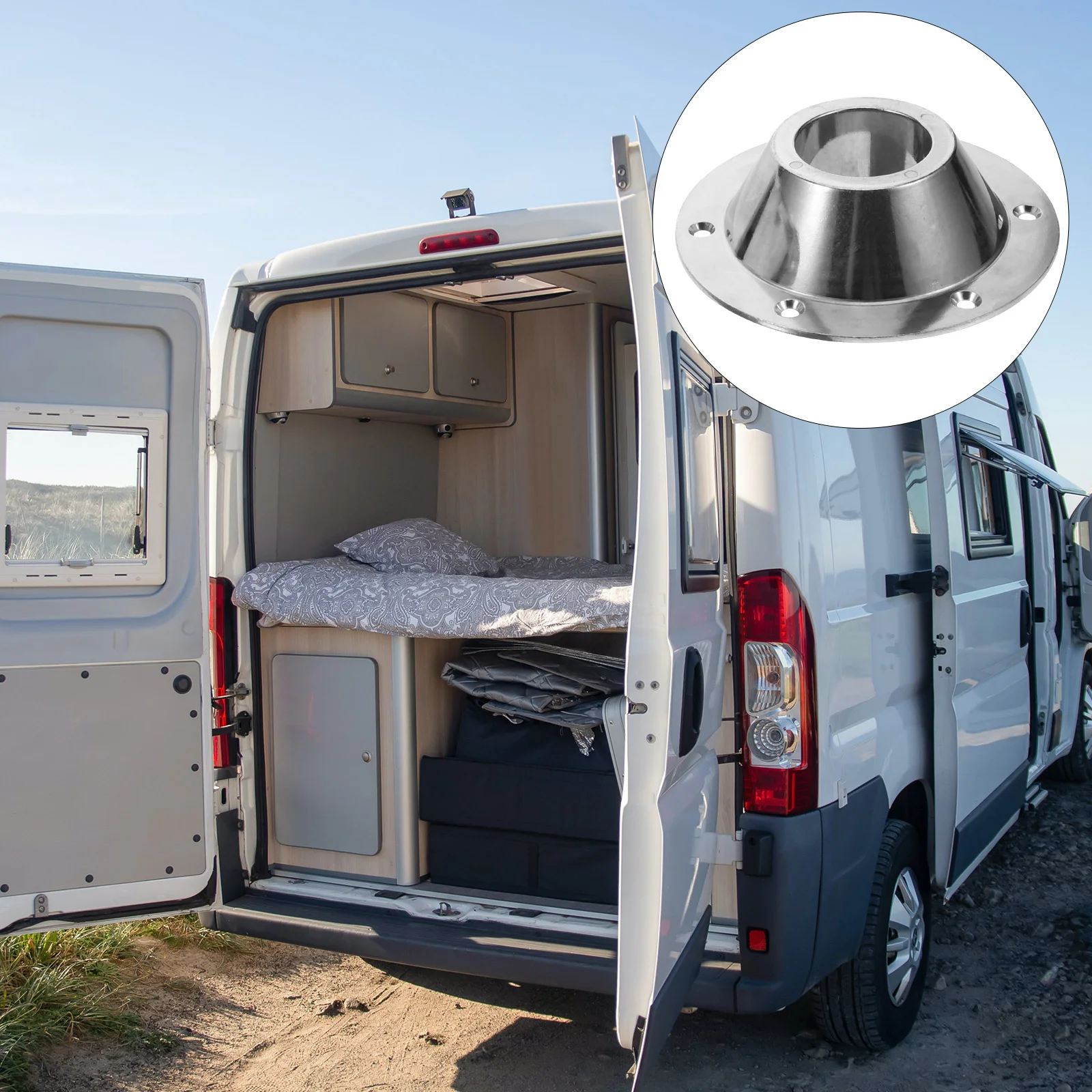 2 Pcs RV Fixed Accessories Table Base Mount Silver Camper Van Pedestal Dining Aluminum Flush