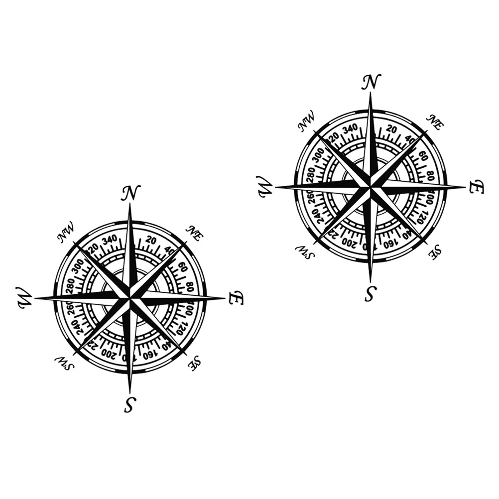 

2Pcs Compass Car Sticker Waterproof Pet Material Scratch Covering Decorative Auto Decal for Vehicle Laptop Wall Scrapbook