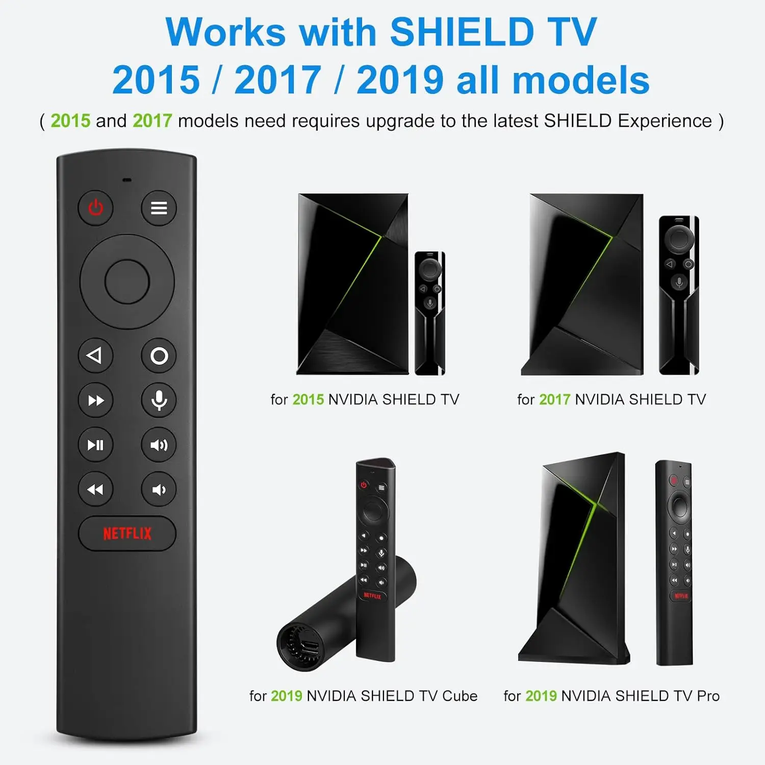 Voice Replacement Remote Control for NVIDIA Shield TV and NVIDIA Shield TV Pro Streaming Media Player 2015/2017/2019 All Models