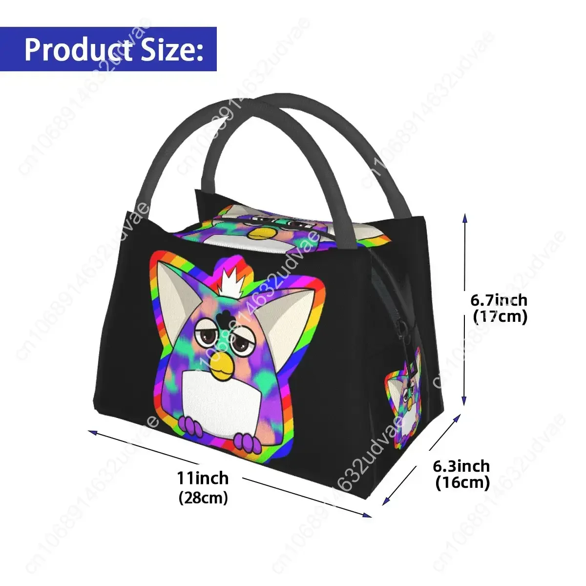 เกย์ Tye Dye Furby Relaxed Fit ถุงอาหารกลางวันกล่อง Bento ฉนวนแบบพกพา Tote กระเป๋าปิคนิค Cooler กระเป๋าเก็บความร้อนสําหรับหญิงสาว