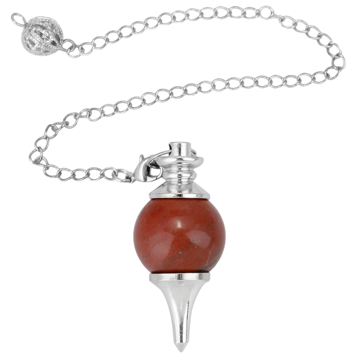 Natural Agate Cone Pendant Pendulum Round Ball Crystal Stone Reiki Energy Healing Chakra Balancing Women Men Jewelry(with chain)