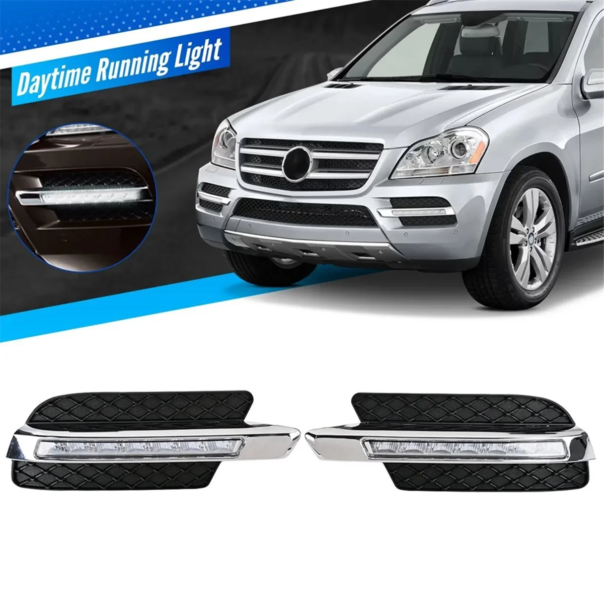 Car DRL Daytime Running Fog Light Bumper Grille for Benz X164 GL350/450/550 2010-2012 A1649060351