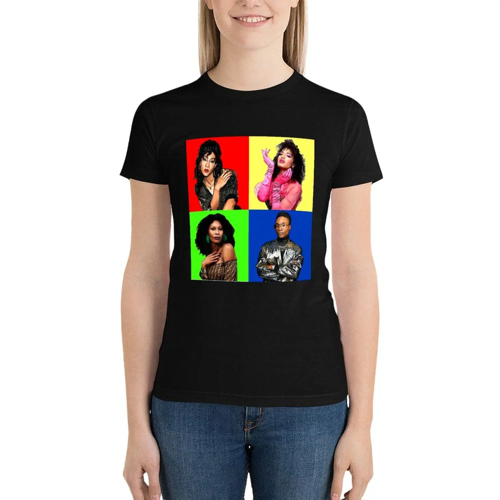 When POSE meets POPART T-Shirt vintage clothes anime clothes funny black t-shirts for Women