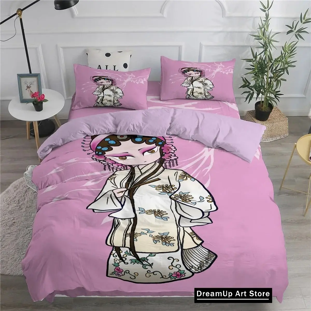 Peking Opera Chinese Traditional Opera Culture Combined Bedding Set Boys Girls Twin Queen Full Size Duvet Cover Pillowcase Bed