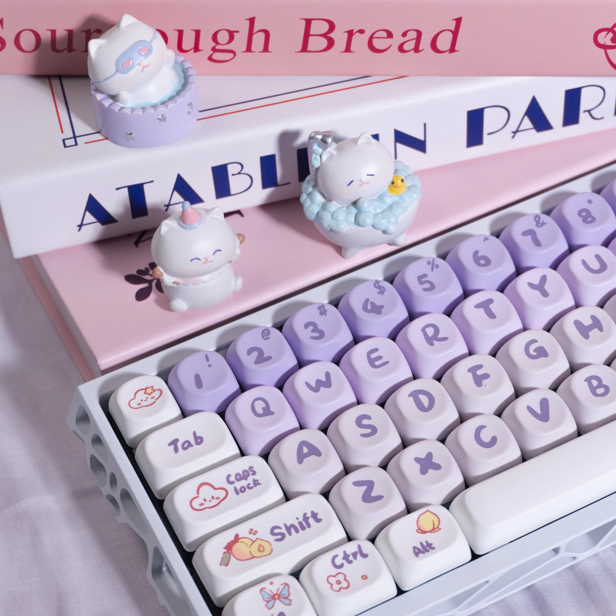 

130 клавиш, колпачки для клавиш Purple Rabbit MOA Profile PBT, колпачки для клавиш с таможенной краской для переключателей Cherry Gateron MX, механические клавиатуры